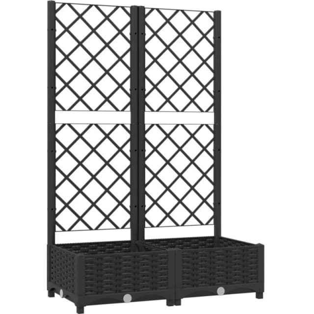 VIDAXL Garden Planter with Trellis Black 80x40x121.5cm pp Vidaxl 8720286876183