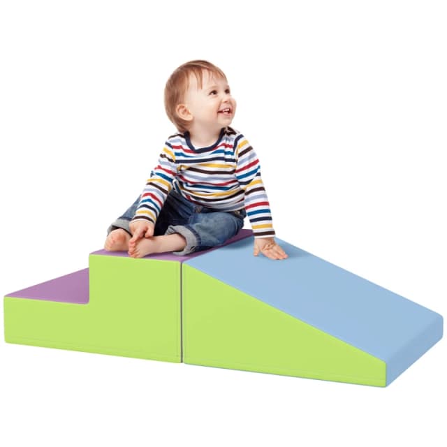 Homcom 2 Piece Soft Play Set For Toddler Climb And Crawl, Blue 3D0-002V03MX