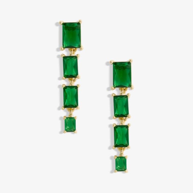 Jon Richard Gold Plated Emerald CZ Multi Stone Drop Earrings Jewellery Sets One Size Gold 70972610000