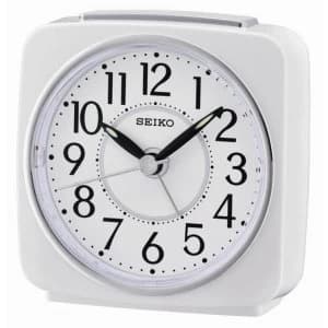 Seiko Square Beep Alarm Clock with Snooze - White