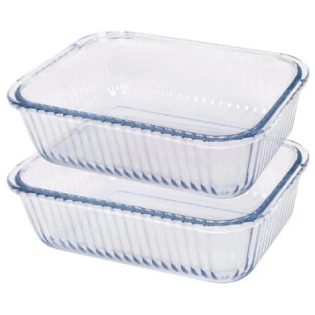 Argon Tableware Optical Rectangular Glass Cake Dishes - 22Cm X 16.5Cm - Pack Of 2