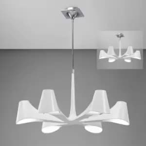 Ora Convertible Telescopic Semi-Ceiling Light 6 Bulbs E27, glossy white / arylic white / polished chrome