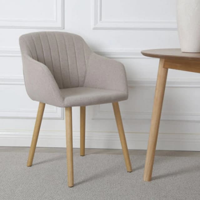 Home Garden Direct Luciano Upholstered Armchair in Premium Textured Linen in Beige Beige Unisex