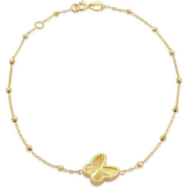 Be You 9ct Gold Rainbow Butterfly Trace and Ball Bracelet Yellow Gold female 7 - 7.5in
