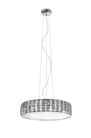 TANGO 9 Light Cylindrical Pendant Ceiling Light Crystals With Glass Diffusers 55x14cm