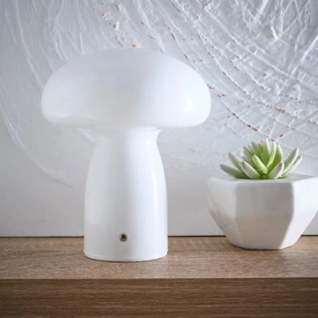 K Living Cory White Elegant Mushroom Shaped Glass Recharge 2W LED Lamp In 7 Stylish Colours