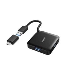 Hama 4 ports USB 3.0 hub Black