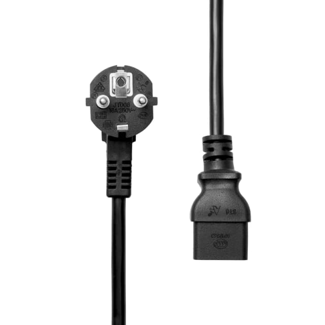 ProXtend Angled Type F (Schuko) to C19 Power Cable. Black 0.5m