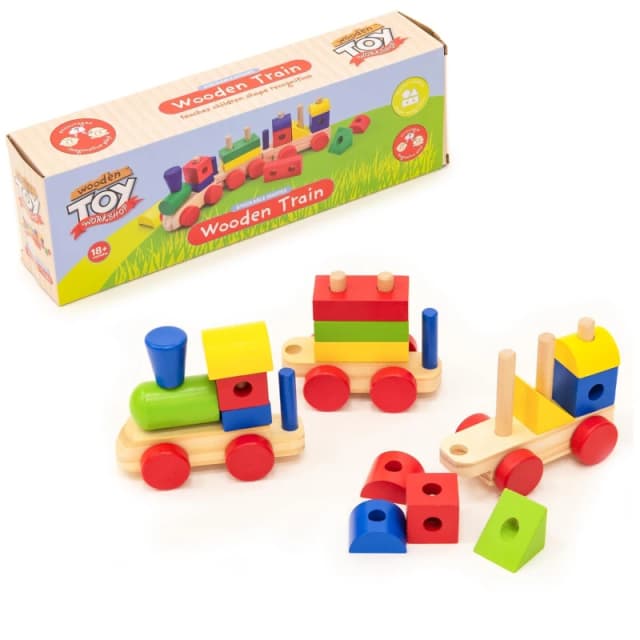 KandyToys Wooden Blocks Train Set Multi