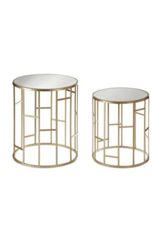 Premier Housewares Avantis Asymmetrical Frame Set Of 2 Tables Gold