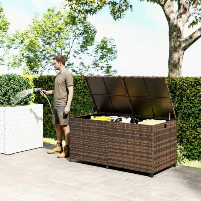OUTSUNNY 650L Garden Storage Box with Wheels, Waterproof Liner in Brown Size: 150cm x 80cm Brown Unisex 150cm x 80 cm