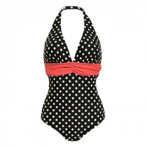 Figleaves Tuscany Spot Swimsuit - Longer Length - Black/Wht/Crl