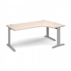 TR10 Deluxe Right Hand Ergonomic Desk 1800mm - Silver Frame maple Top
