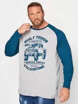 BadRhino Long Sleeve Raglan T-Shirt - Multi, Grey, Size 2XL, Men