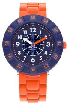 Flik Flak OrangeBRICK Orange Silicone Strap Blue Dial Watch