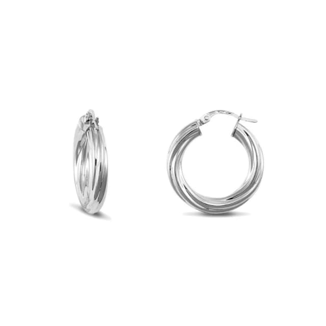 Jewelco London Sterling Silver Twist Hoop Earrings - 4mm - 2.3cm - AER002A Silver female