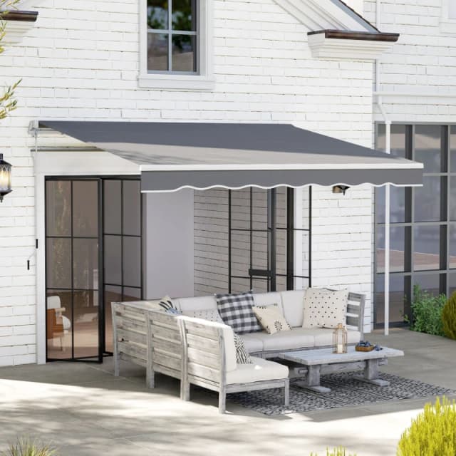 Outsunny Garden Sun Shade Canopy Retractable Awning, 2.5 x 2m, Dark Grey 840-204V00CG
