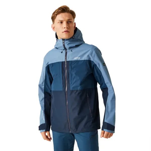 Regatta Mens Maland Full Zip Waterproof Breathable Jacket M - Chest 39-40' (99-101.5cm) Coronet Blue/Moonlight Denim RMW402-XAP-M