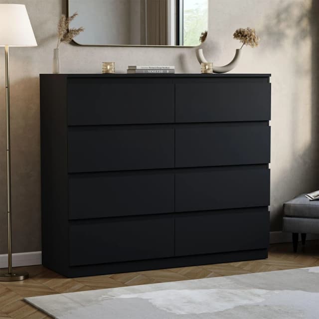 Lassic Vida Designs Denver 8 Drawer Chest Black unisex 8 Drawer