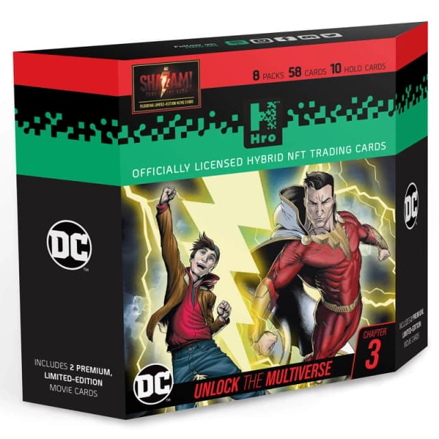 DC Unlock The Multiverse Chapter 3 Shazam 8-Pack Premium Starter Box - HRO Hybrid NFT Trading Cards, 58 Cards