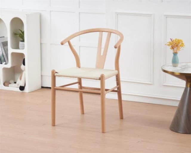 Luxury Living Beech Wishbone Dining Chairs Pair
