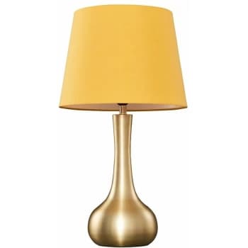 Laurin Table Lamp in Satin Gold with Aspen Shade - Mustard - No Bulb