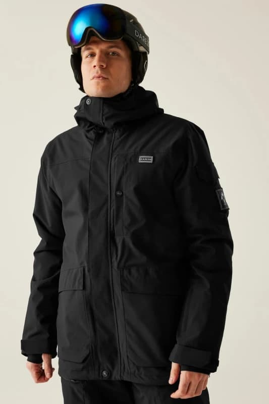 Dare 2b Dare 2b Men Twin Tip Waterproof Breathable Insulated Skiing Jacket in Jet Black Size: Medium Jet Black M Male 5063516184232