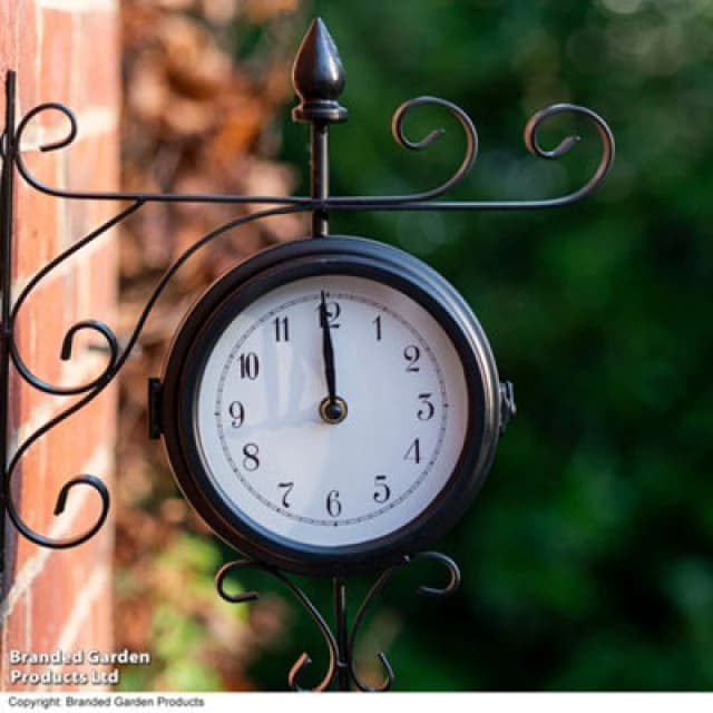 Garden Gear Sedgewick Double-Sided Station Clock Black Metal Design