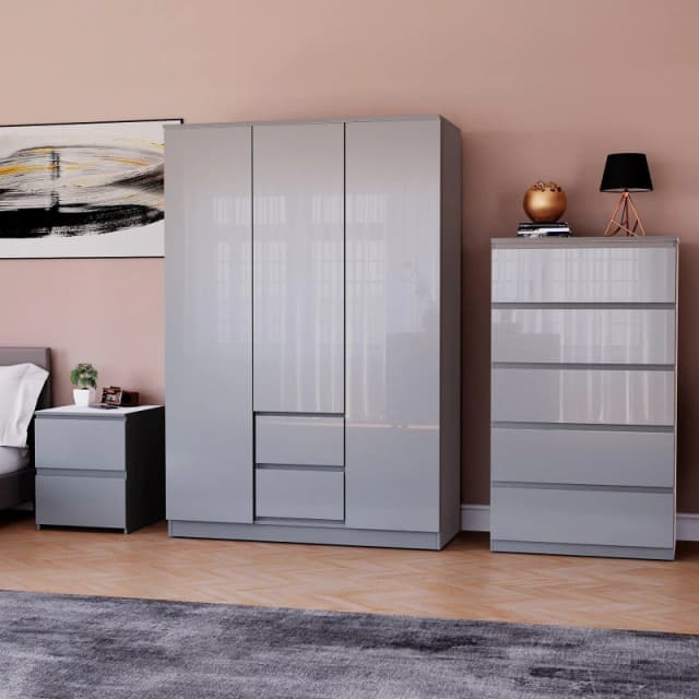 Lassic Vida Designs Glinton Gloss 3 Piece Bedroom Set 8 Grey unisex 3 Piece