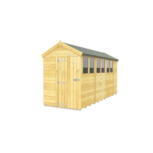 Buttercup Farm 5 x 14 Feet Apex Shed - Single Door W/ Windows - L417 x W147 x H217cm in Brown Brown Unisex