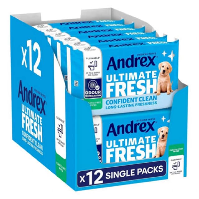 Andrex Classic Flushable 'Toilet Wipes' Clean Biodegradable White
