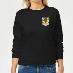Looney Tunes Wile E Coyote Face Faux Pocket Womens Sweatshirt - Black