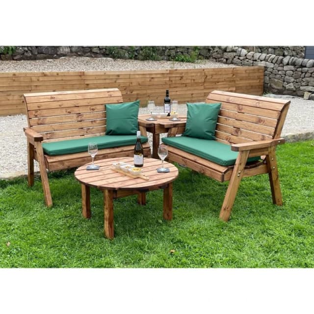 Charles Taylor Four Seater Corner Set C/W Round Coffee - L190xW178xH98cm - Green in Light Brown Light Brown Unisex