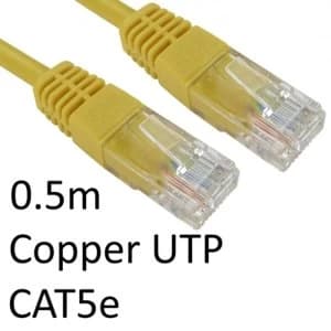 RJ45 (M) to RJ45 (M) CAT5e 0.5m Yellow OEM Moulded Boot Copper UTP Network Cable