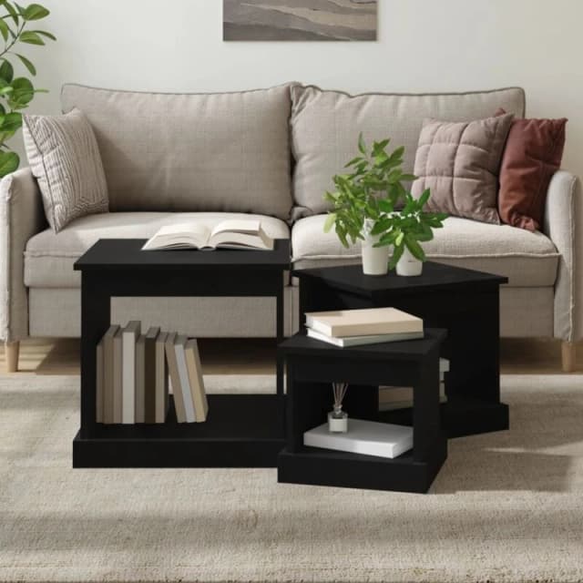 VIDAXL Coffee Tables 3 pcs Black Engineered Wood Vidaxl 8720845793791