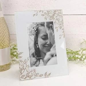 4" x 6" - Amore By Juliana Grey Glass Gold Floral Frame