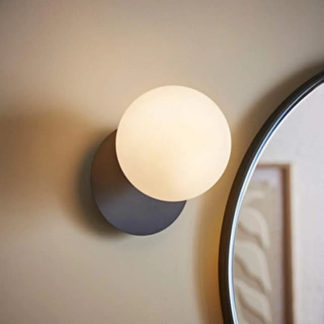ValueLights ValueLights Darla Frosted Globe IP44 Rated Bathroom Wall Light in Dark Navy Dark Navy One Size Unisex 5016529274896