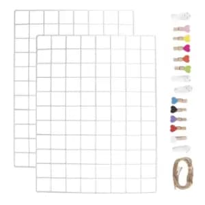 Hanging Grid Organisation & Photo Wall Panels - Pack of 2 White Pukkr