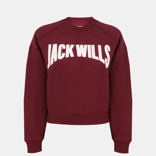 Jack Wills Womens JW Varsity Crew Sweatshirt Burgundy female 8 (XS)