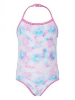 Accessorize Girls Tie Dye Printed Swimsuit - Pink