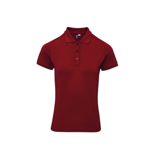 Premier Womens Coolchecker Plus Piqu Polo With CoolPlus in Burgundy Size: XS Burgundy Female XS
