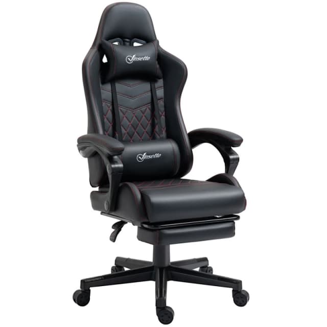 Vinsetto Racing Gaming Chair with Swivel Wheel, Footrest, PU Leather Recliner Gamer Desk for Home Office, Black Aosom UK