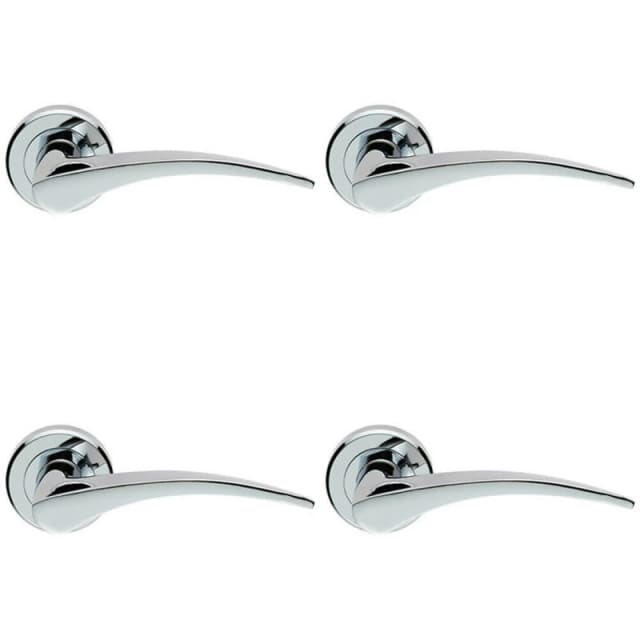 Loops 4x PAIR Arched Tapered Handle on Round Rose Concealed Fix Polished Chrome Multi