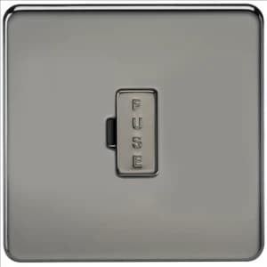 KnightsBridge 13A Screwless Black Nickel Fused Spur Connector Unit Wall Plate
