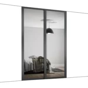 Spacepro Shaker Mirrored Graphite 2 Door Sliding Wardrobe Door Kit (H)2260mm (W)1753mm