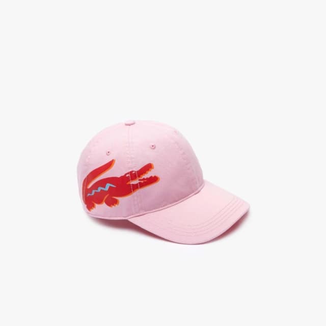 Lacoste Oversized Crocodile Cotton Gabardine Cap - Pink Pink M