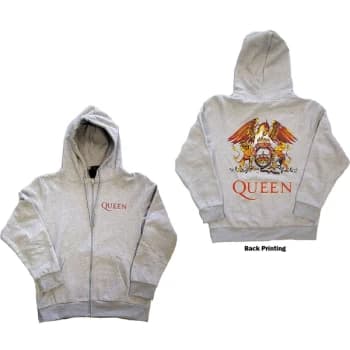 Queen - Classic Crest Back Print Unisex Medium Hoodie - Grey