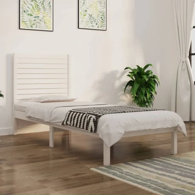 VIDAXL Bed Frame without Mattress White 75x190cm Small Single Solid Wood Vidaxl 8720287033196