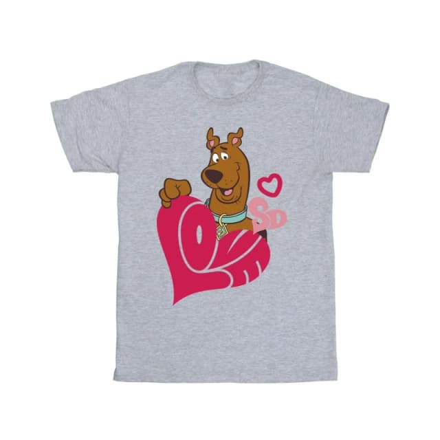 Scooby Doo Scooby Doo Men Love Heart T-Shirt in Grey Size: Small Grey S Male 5063376336031