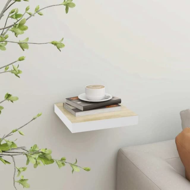 VIDAXL Vidaxl - Floating Wall Shelf Oak and White 23x23.5x3.8cm mdf 8720286416686